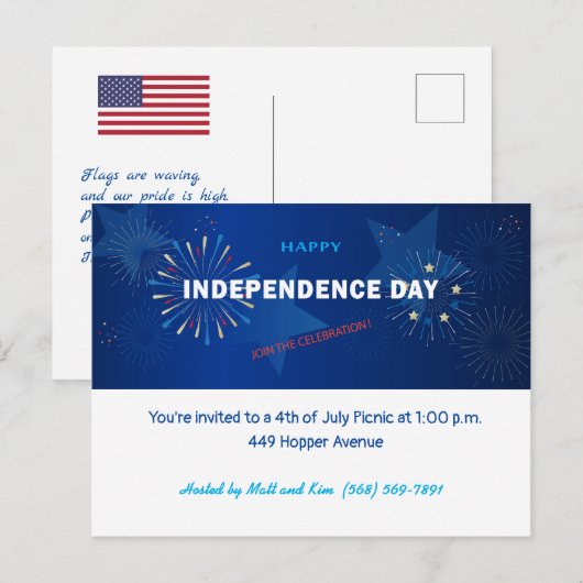 Prettig 4 juli Amerika USA Onafhankelijkheidsdag Briefkaart (Voorkant / Achterkant)