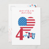 Prettig 4 juli Amerika VS Vlag Patriottisch Hart Briefkaart (Voorkant / Achterkant)