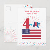 Prettig 4 juli Amerika VS Vlag Patriottisch Hart Briefkaart (Voorkant / Achterkant)