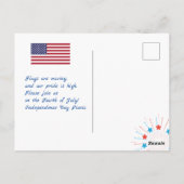 Prettig 4 juli Amerikaanse Onafhankelijkheidsdag Briefkaart (Achterkant)