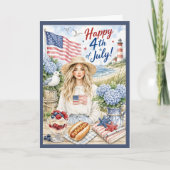 Prettig 4 juli Amerikaanse Vlag Onafhankelijkheids Kaart (Voorkant)