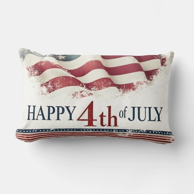 Prettig 4 juli - Amerikaanse Vlag Vintage Design Kussen (Voorkant)
