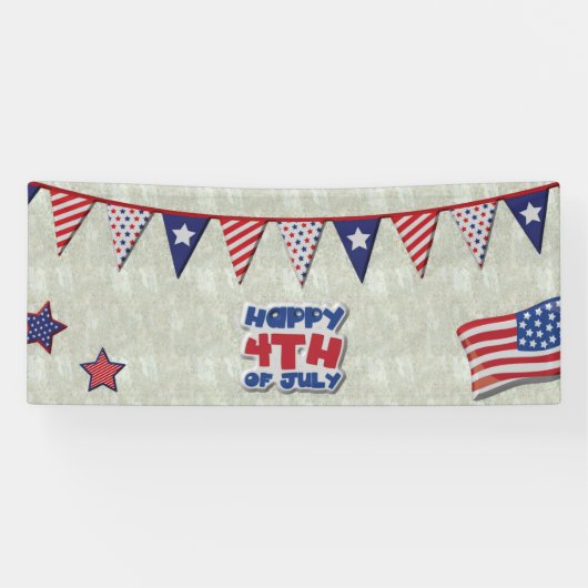 Prettig 4 juli Amerika's Verjaardag Spandoek (Horizontaal)