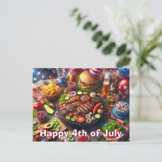 Prettig 4 juli BBQ ansichtkaart Briefkaart (Staand voorkant)