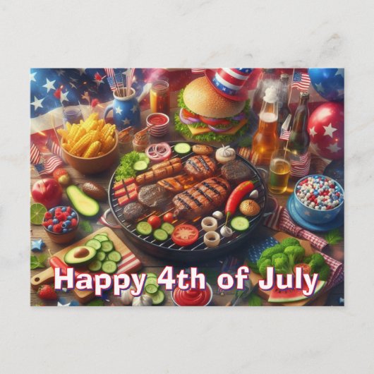 Prettig 4 juli BBQ ansichtkaart Briefkaart (Voorkant)