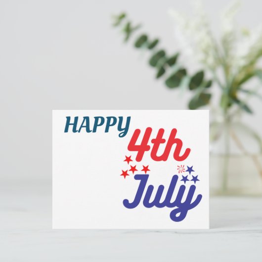 PRETTIG 4 JULI!!! BRIEFKAART (Staand voorkant)