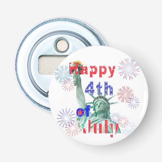 Prettig 4 juli button flesopener (Voorkant)