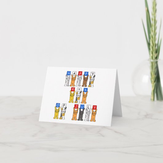 Prettig 4 juli Cartoonkatten Kaart (Voorkant)