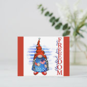 Prettig 4 juli Cute Gnome Vrijheid Briefkaart (Staand voorkant)