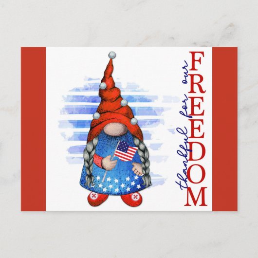 Prettig 4 juli Cute Gnome Vrijheid Briefkaart (Voorkant)