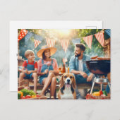 Prettig 4 juli familie ansichtkaart briefkaart (Voorkant / Achterkant)