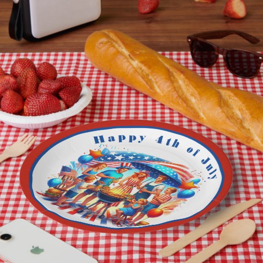 Prettig 4 juli-feest  papieren bordje (Picknick)