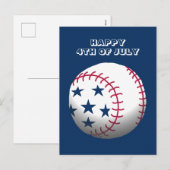 Prettig 4 juli honkbal feestdagenkaart (Voorkant / Achterkant)