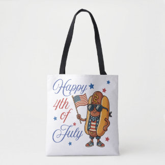 Prettig 4 juli Hotdog Tote Bag