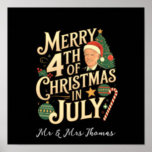 Prettig 4 juli Kerstmis in juli Grappige Biden Mem Poster