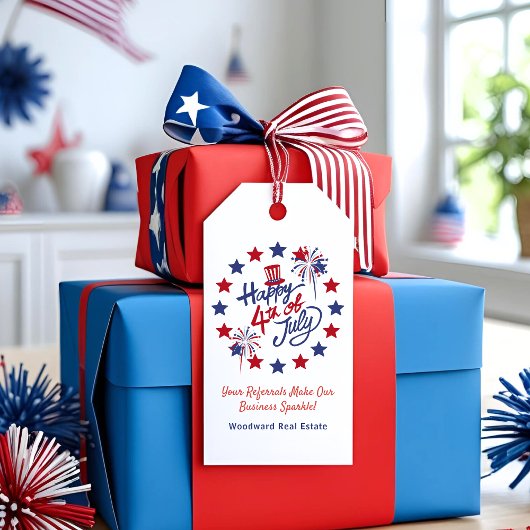 Prettig 4 juli Makelaar Patriottische Zomer Pop Do Cadeaulabel