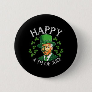 Prettig 4 juli met grappige Joe Biden voor St. Pat Ronde Button 5,7 Cm