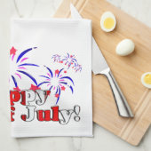 Prettig 4 juli met vuurwerk theedoek (Quarter Fold)
