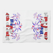Prettig 4 juli met vuurwerk theedoek (Horizontaal)