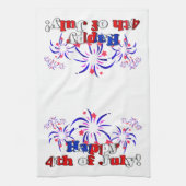 Prettig 4 juli met vuurwerk theedoek (Verticaal)
