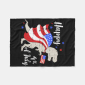 Prettig 4 juli Onafhankelijkheidsdag met T-rex Din Fleece Deken (Voorkant (Horizontaal))