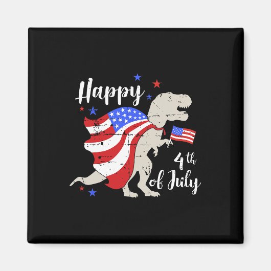 Prettig 4 juli Onafhankelijkheidsdag met T-rex Din Magneet (Voorkant)
