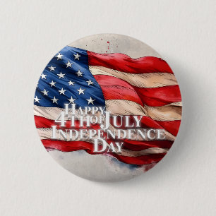 Prettig 4 juli - Onafhankelijkheidsdag Ronde Button 5,7 Cm