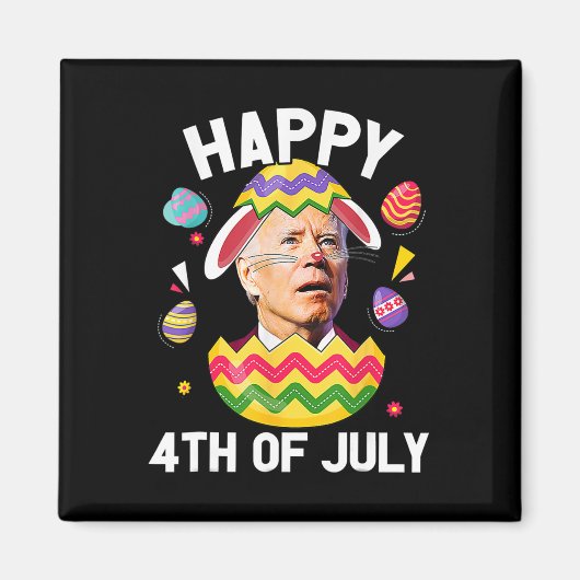Prettig 4 juli Pasen Grappig Konijn Verward Joe Magneet (Voorkant)