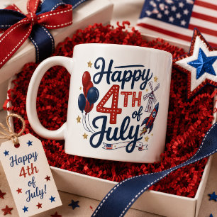 Prettig 4 juli Patriottische Raket & Sterren Koffiemok