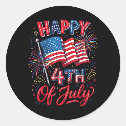 Prettig 4 juli ronde sticker (Voorkant)