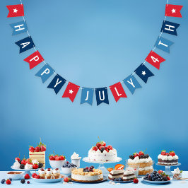Prettig 4 juli Rood Wit Blauw Letter Vlaggetjes