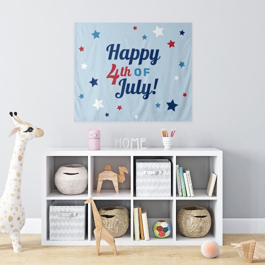Prettig 4 juli Rood Wit Blauwe Sterren Wandkleed