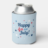 Prettig 4 juli Rood Wit en Blauw Patriottisch Blikjeskoeler (Blikje Voorkant)