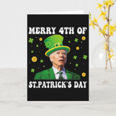 Prettig 4 juli St. Patrick's Day Groovy Joe Biden Kaart (Gele Bloem)