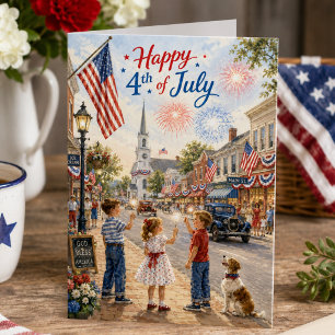 Prettig 4 juli Vintage Amerika Onafhankelijkheidsd Kaart