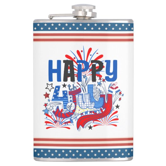 Prettig 4 juli Vuurwerk NL-63261 Heupfles (Voorkant)