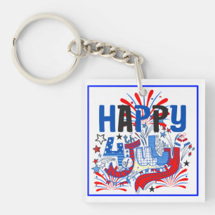 Prettig 4 juli Vuurwerk NL-63261 Sleutelhanger