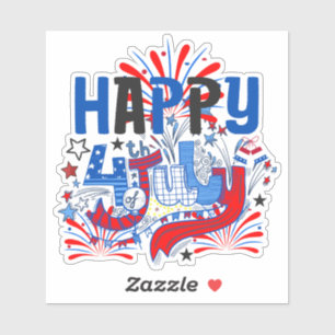 Prettig 4 juli vuurwerk USA-63261 Sticker