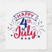 Prettig 4 juli.  wijn etiket (Enkel label)