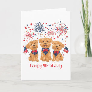 Prettig 4 juli Yorkie Honden Feestdagen Kaart