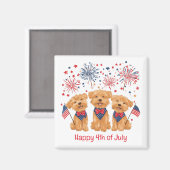 Prettig 4 juli Yorkie Honden Magneet (Voorkant / Achterkant)