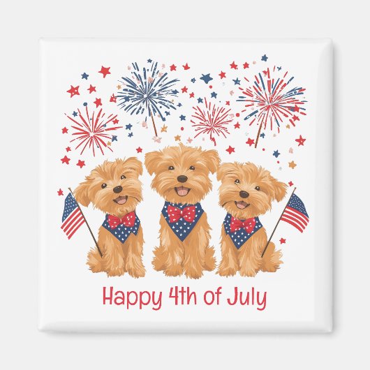 Prettig 4 juli Yorkie Honden Magneet (Voorkant)