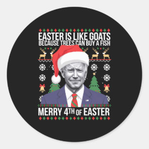 Prettig 4de Pasen Grappige Biden Lelijk Kerst T S Ronde Sticker
