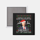 Prettig 4de Pasen Grappige Biden Lelijk Kersttrui Magneet (Voorkant / Achterkant)
