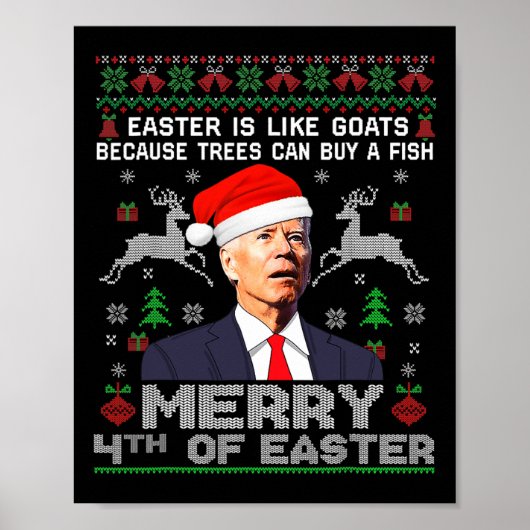 Prettig 4de Pasen Leuk Biden Lelijk Kerstmannen Poster (Voorkant)