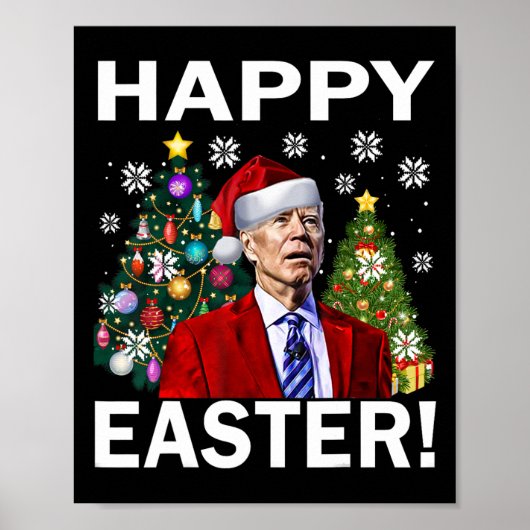 Prettig 4e Pasen Grappige Joe Biden Kerstmis Lelij Poster (Voorkant)