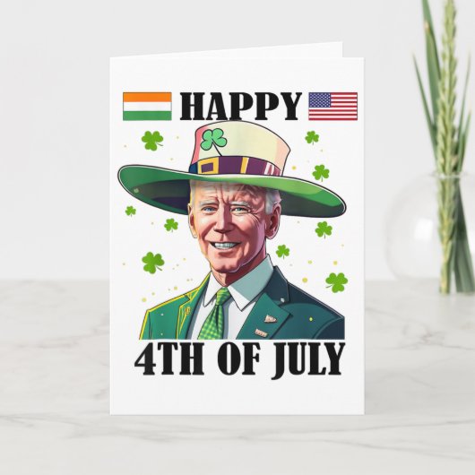 Prettig 4e Pasen Grappige Joe Biden St Patricks Da Kaart (Voorkant)