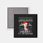 Prettig 4e Pasen Leuk Biden Lelijk Kerstmannen  Magneet (Voorkant / Achterkant)