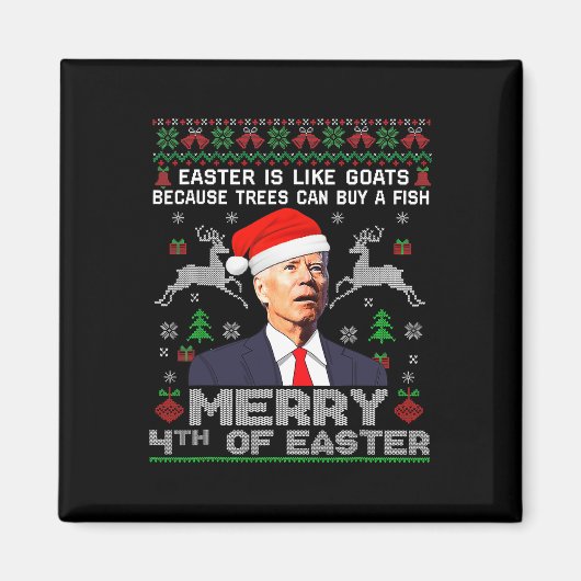 Prettig 4e Pasen Leuk Biden Lelijk Kerstmannen  Magneet (Voorkant)