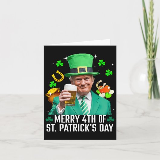 Prettig 4e St. Patrick's Day Grappige Trump Leprec Kaart (Voorkant)